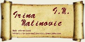 Irina Malinović vizit kartica
